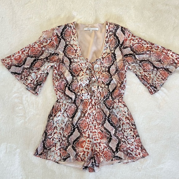 Lovers + Friends Revolve Lace Up Snake Python Romper Small - Picture 3 of 9